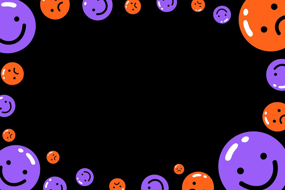Cute multiple emojis vector frame in vivid purple and red