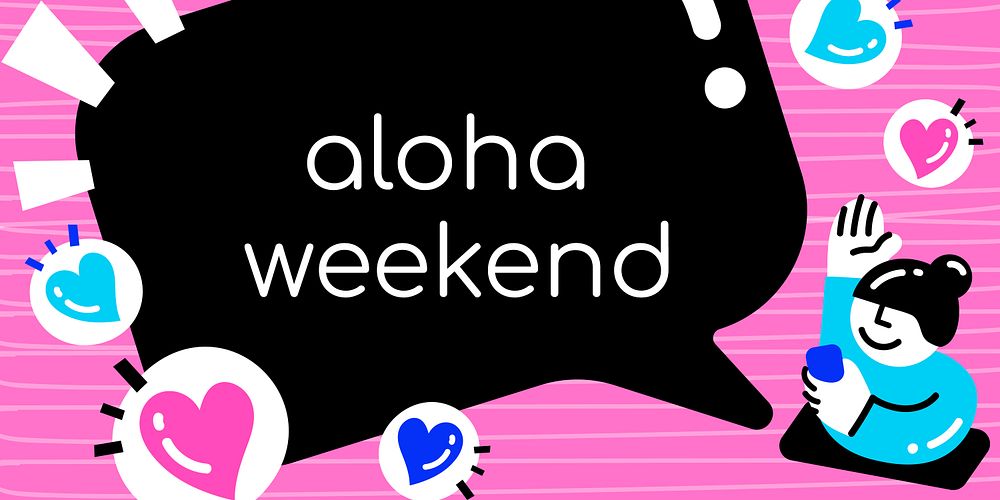 Vivid social media banner with aloha weekend text
