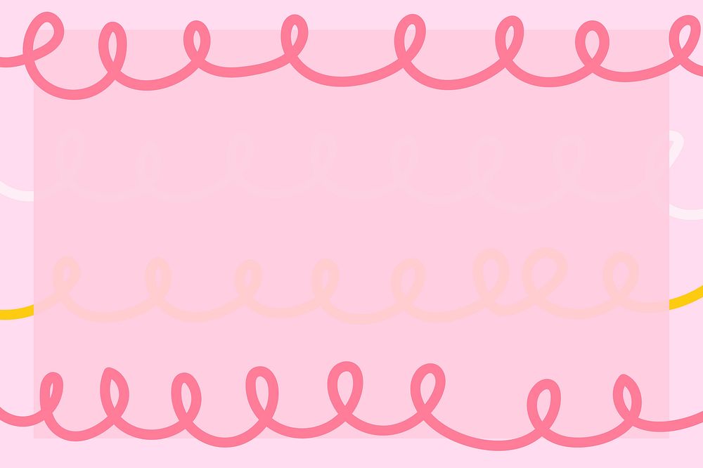 Pink doodle frame psd in cute pastel pattern
