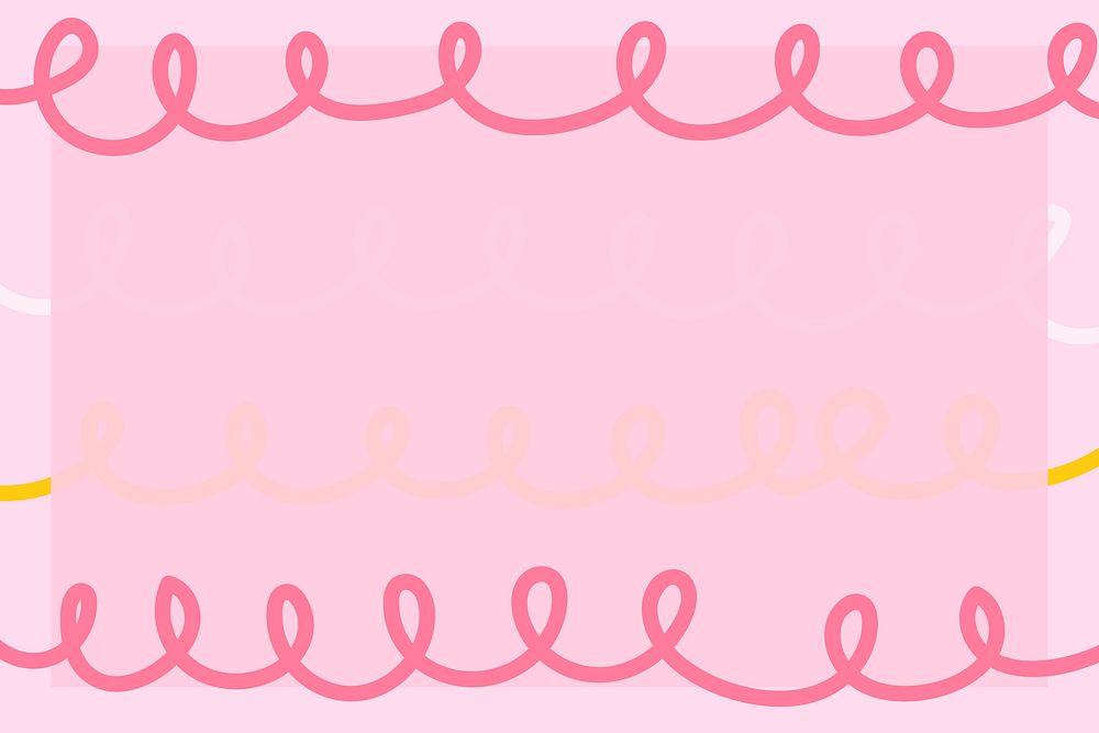 Pink doodle frame in cute pastel pattern