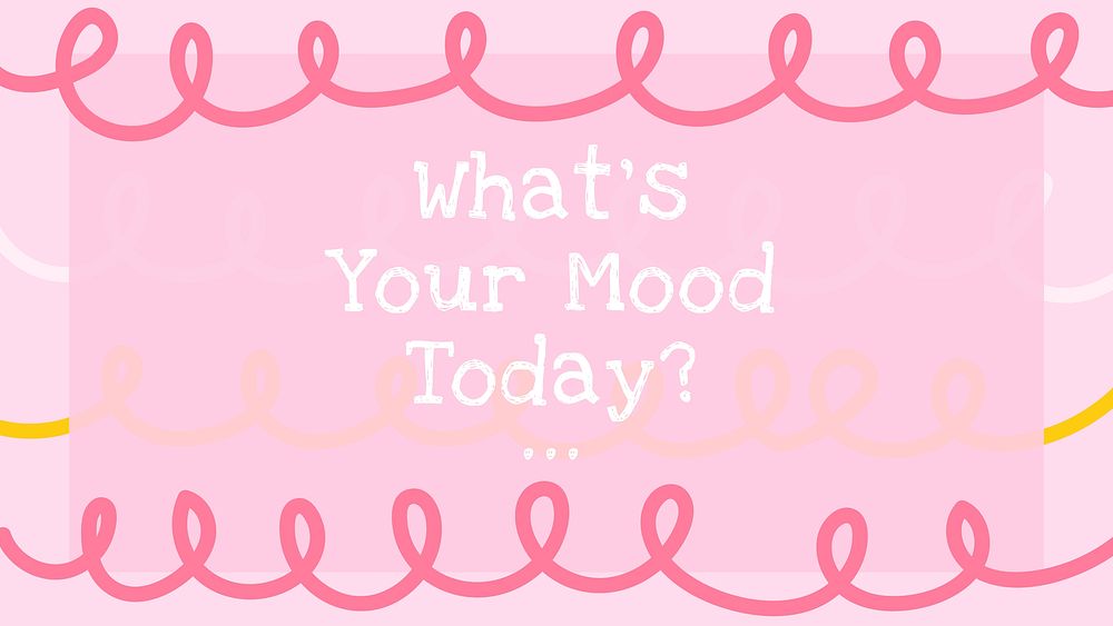 Cute banner template vector in soft pink color style with what's your mood today?