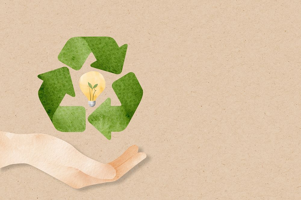 Recycle background  with hand support sustainable idea watercolor              