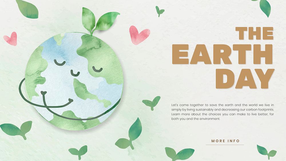 Editable environment presentation template vector with the earth day text in watercolor