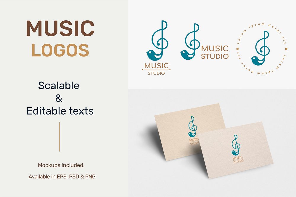 Editable music logo business card psd minimal design