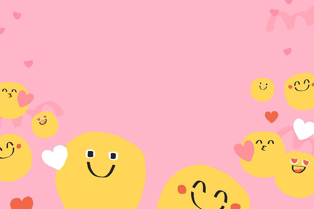 Cute background psd of doodle emoji with heart sign