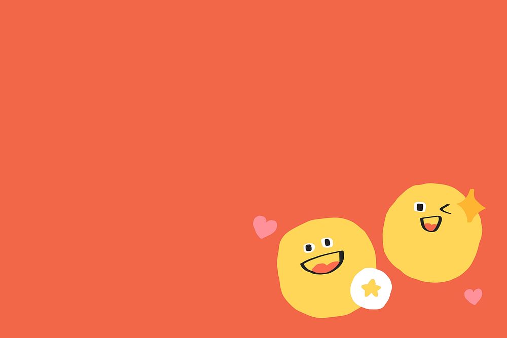 Cute background of doodle emojis on red