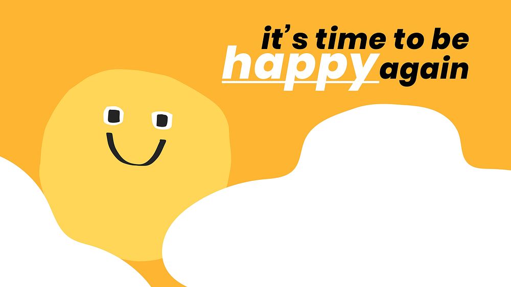 Cheerful quote with cute doodle emoticons social media banner