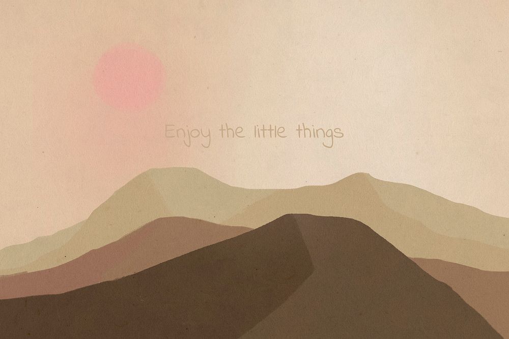 Dreamy motivational quote on landscape background, enjoy the little things
