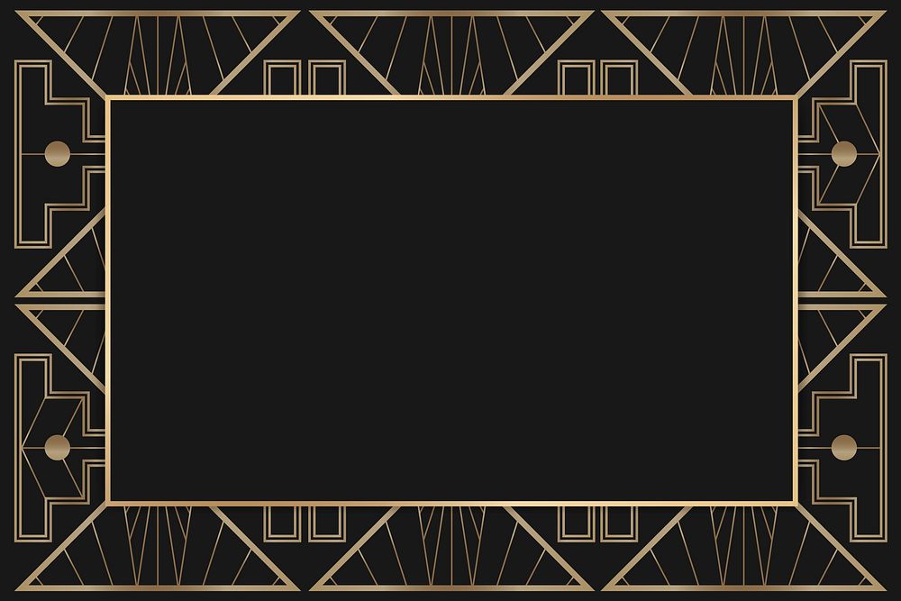 Art deco vector frame with triangle pattern on dark background
