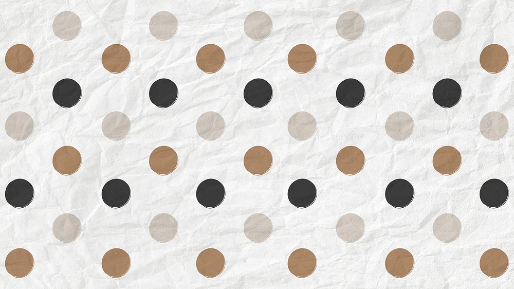 Polka dot pattern in black and gold on paper background