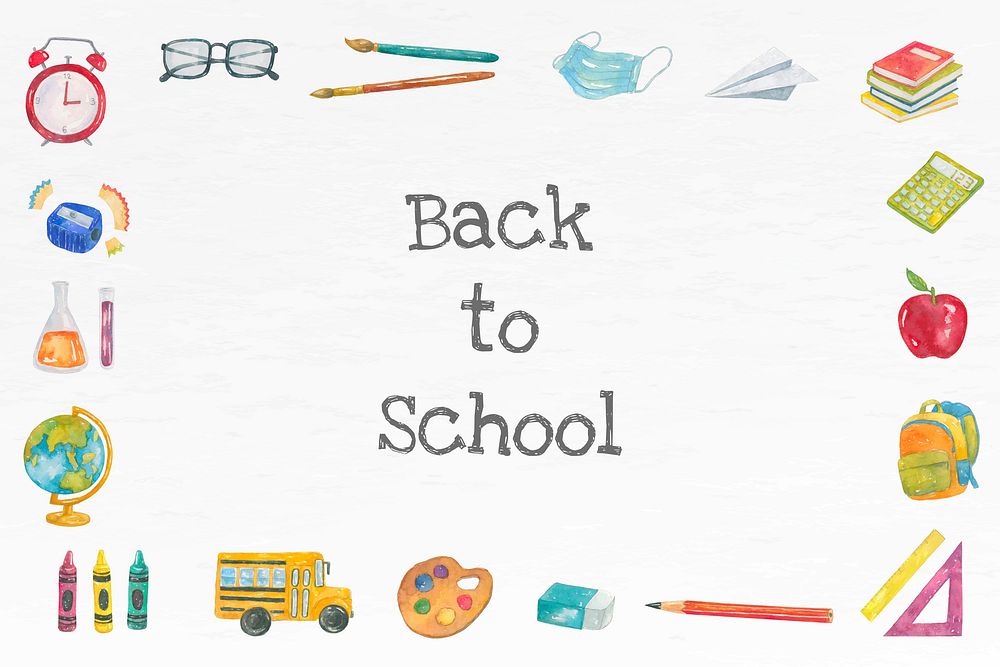 School stationery editable template vector in watercolor back to school banner