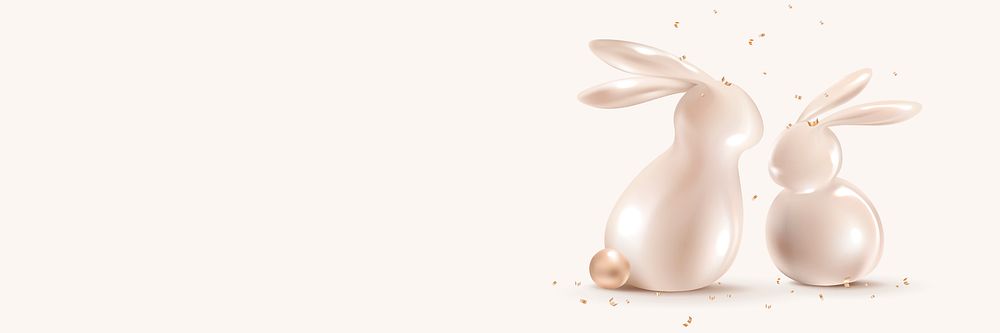 Easter bunny 3D background psd in rose gold for cute greeting card
