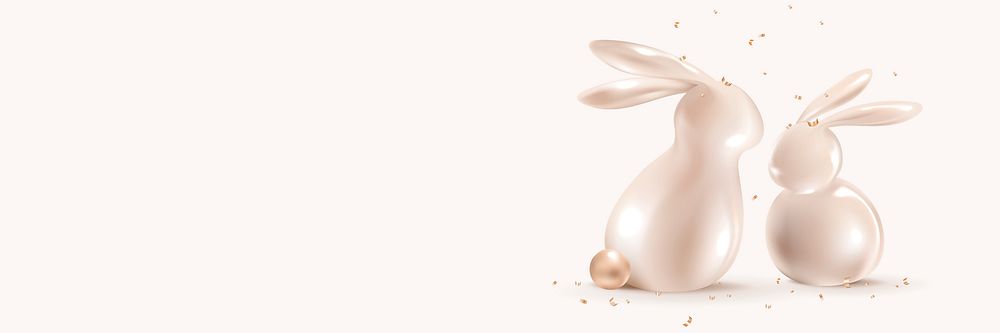 Easter bunny 3D background in rose gold for cute greeting card
