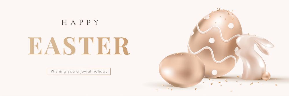 Happy Easter with eggs and greetings holidays celebration social banner
