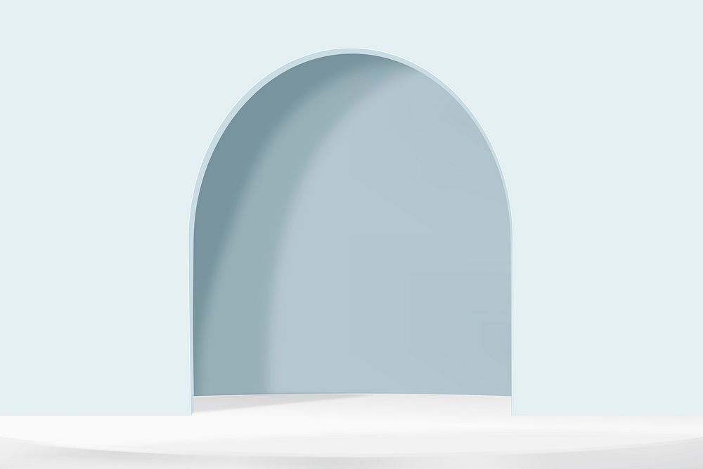 3D arch product backdrop in blue simple style