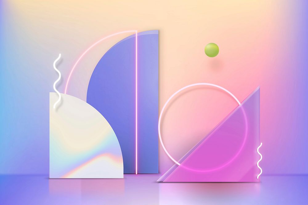 3D holographic product display vector with neon rings