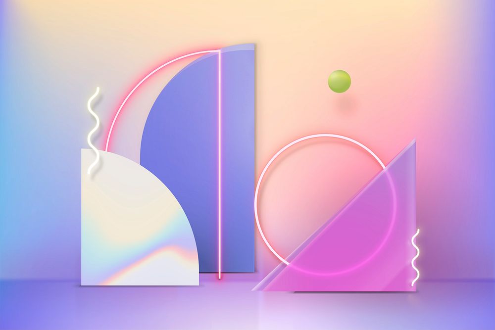 Holographic 3D product display psd with neon rings