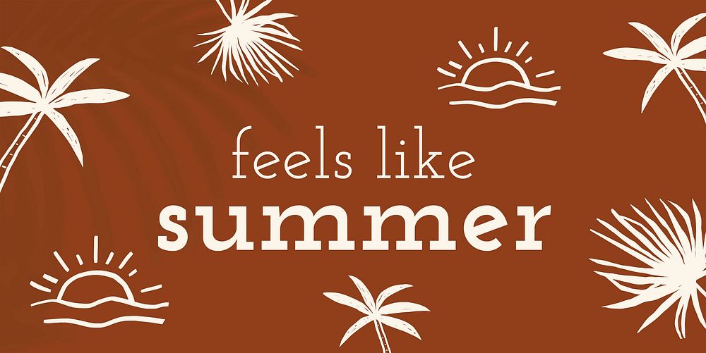 Aesthetic feels like summer quote with doodle graphics social media banner