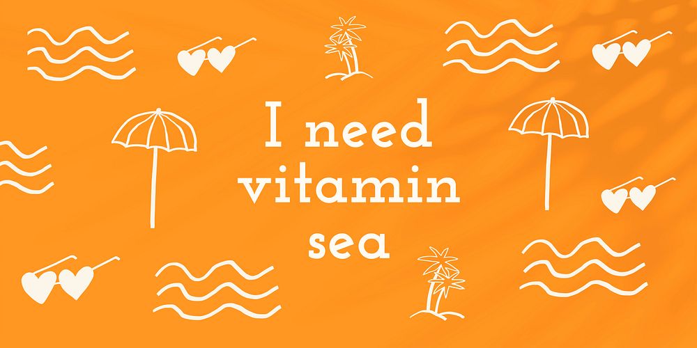 I need vitamin sea quote in summer theme doodle social media banner