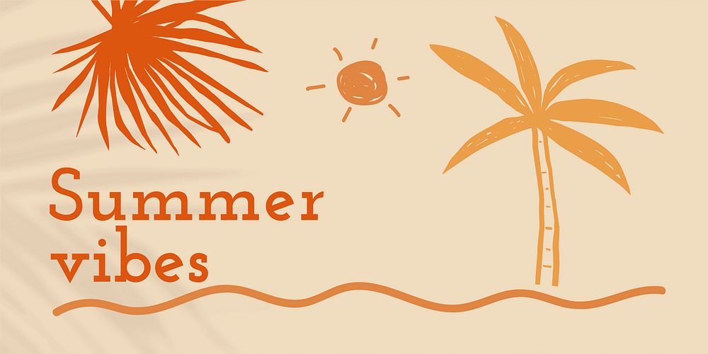 Summer vibes quote aesthetic doodle social media banner