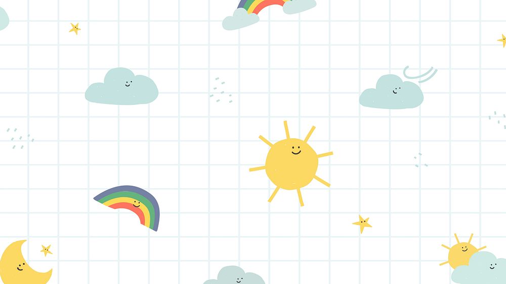 Weather seamless pattern background psd cute doodle illustration for kids