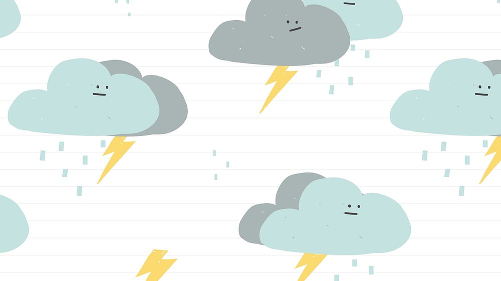 Rainy clouds seamless pattern psd cute doodle background for kids