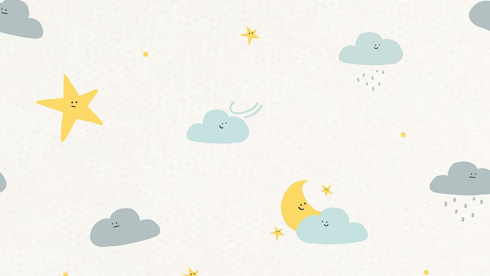 Night sky seamless pattern vector weather doodle background for kids