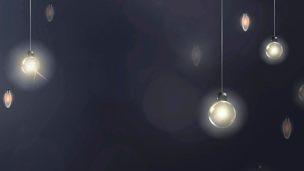 Bokeh background vector in navy with glowing hanging lights