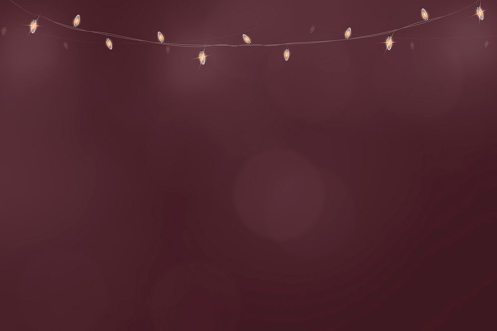 Bokeh background in red with glowing string lights