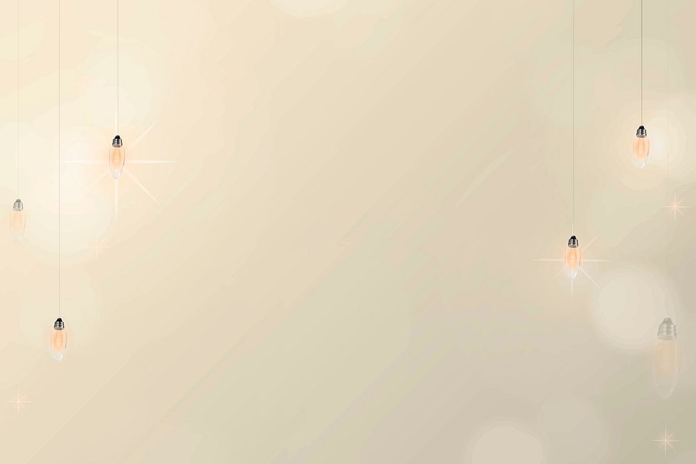 Bokeh background vector in beige with glowing string lights