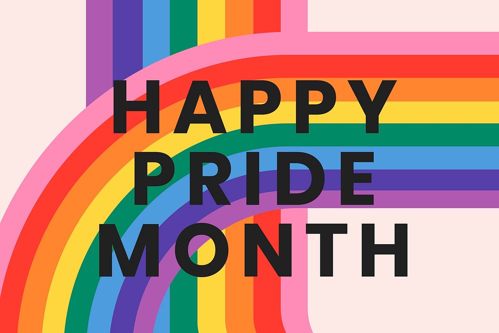 Rainbow banner template vector with happy pride month text
