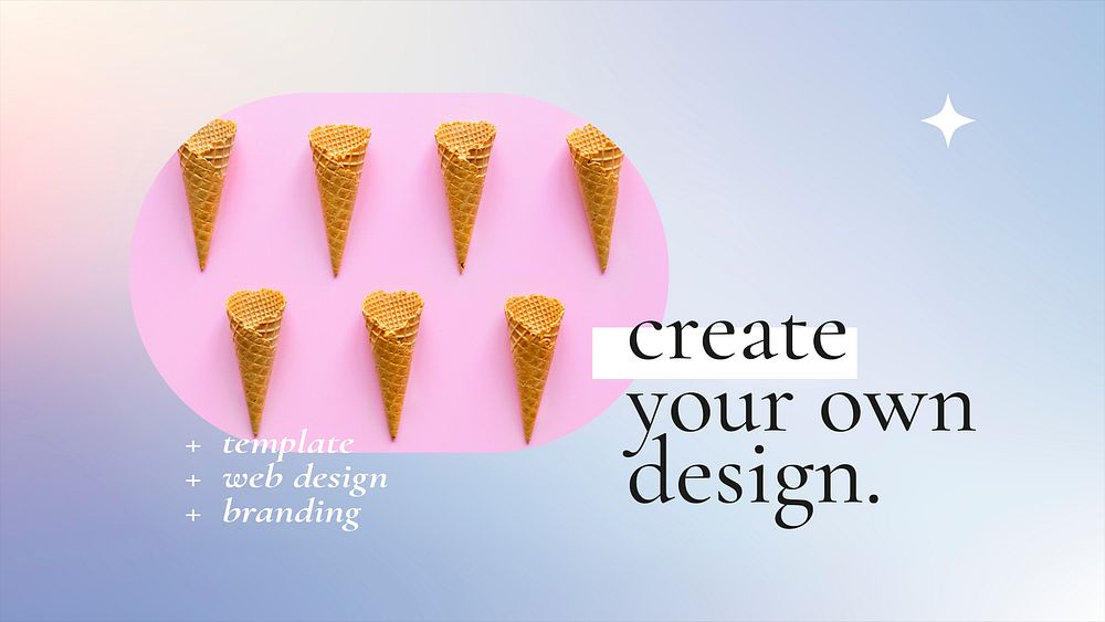 Gradient business presentation template psd with editable text and ice cream photo