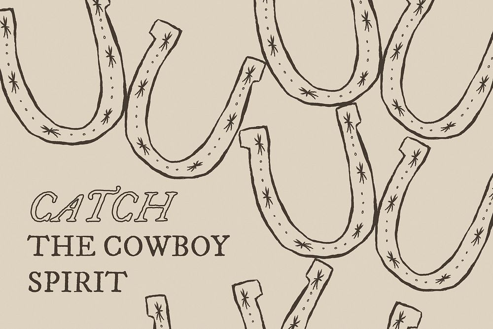 Cute horseshoe graphic in cowboy theme, catch the cowboy spirit 