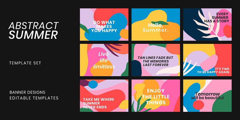 Colorful banner template vector with motivational quote set