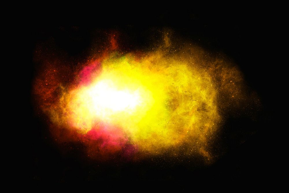 Bright yellow galaxy element on dark background