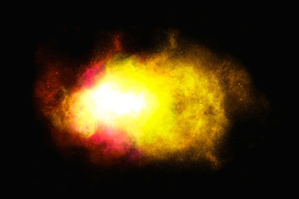Bright yellow galaxy element psd on dark background