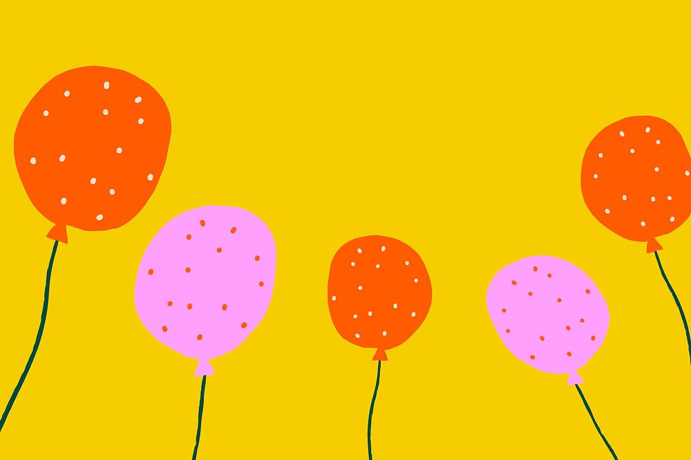 Yellow party balloons background in birthday theme