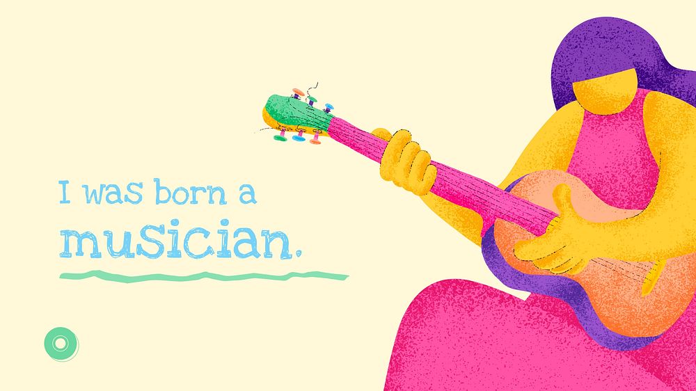 Musical beige blog banner flat design with inspirational quote i was born a musician