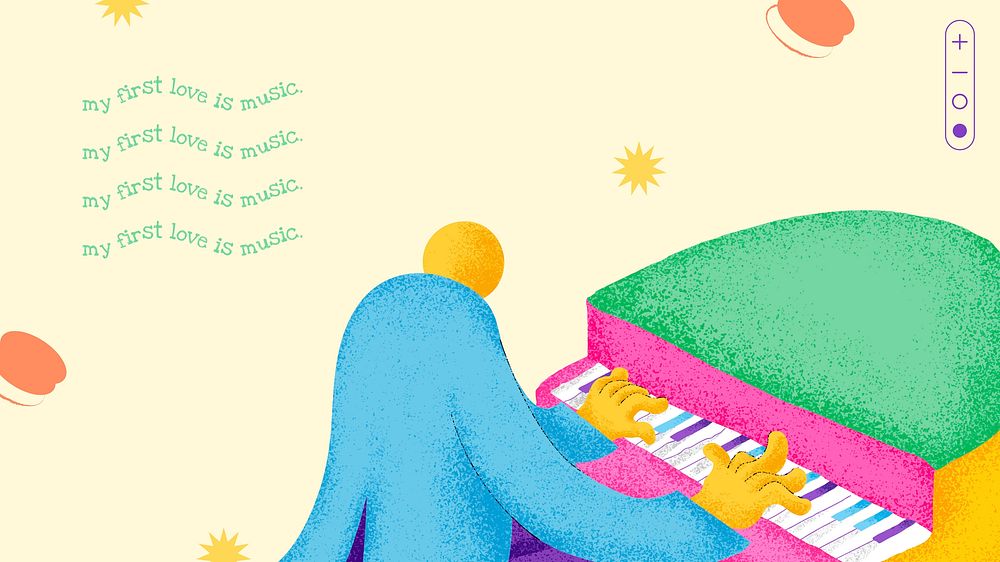 Musical beige blog banner flat design with inspirational quote music is my first love