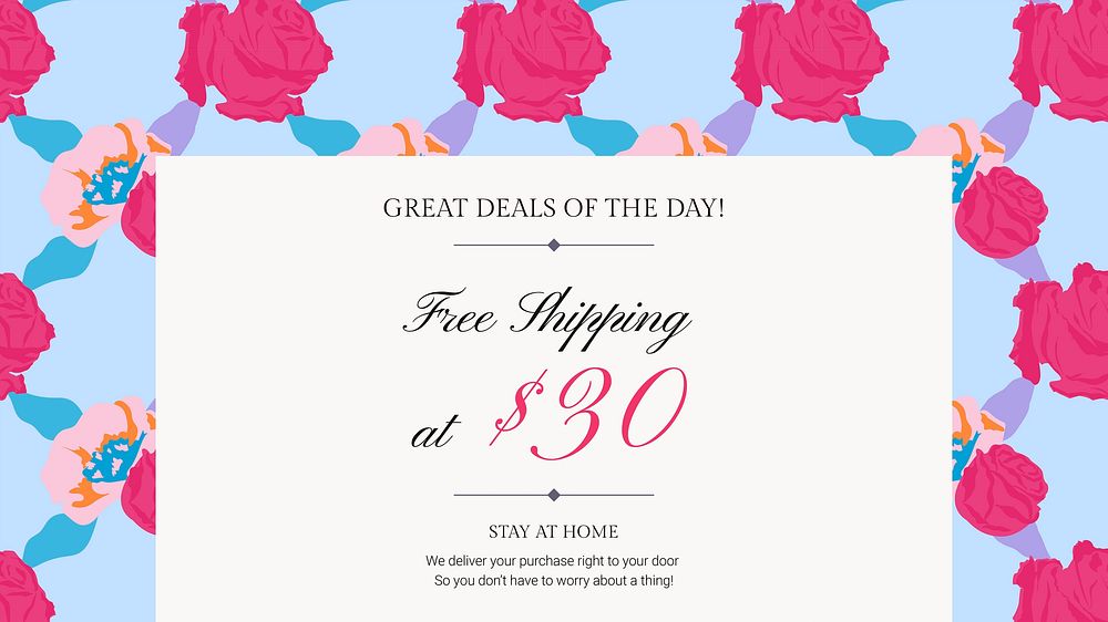 Feminine floral marketing template vector with colorful roses fashion ad banner