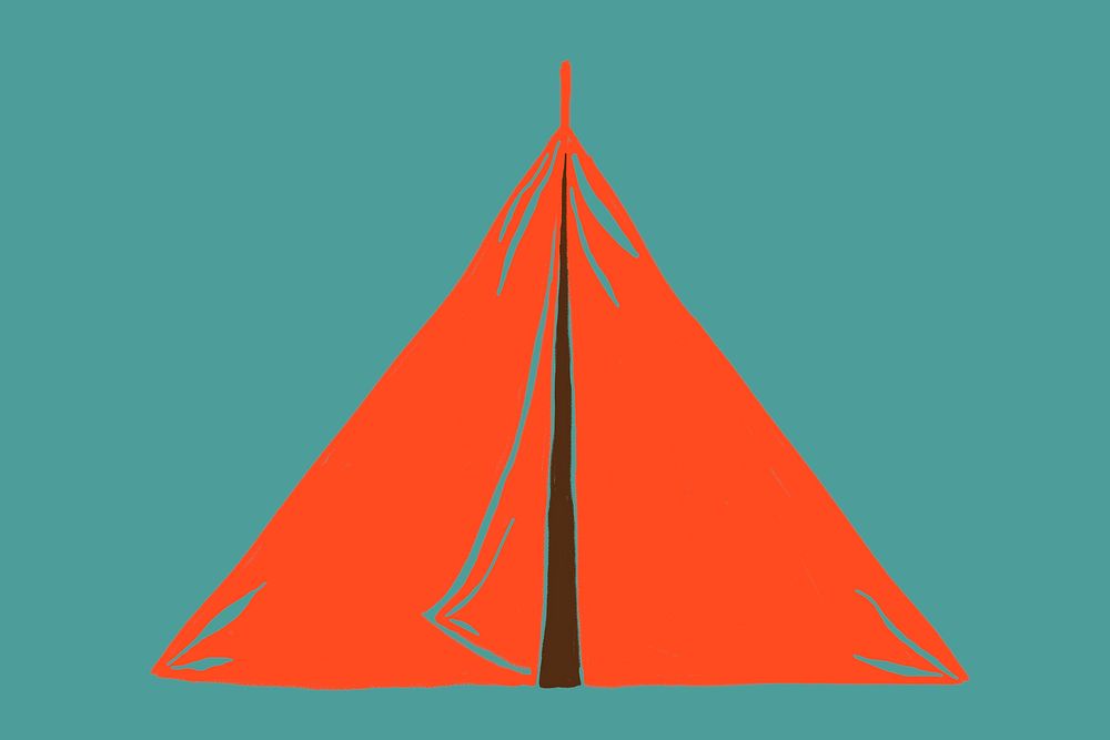 Retro red camping tent illustration