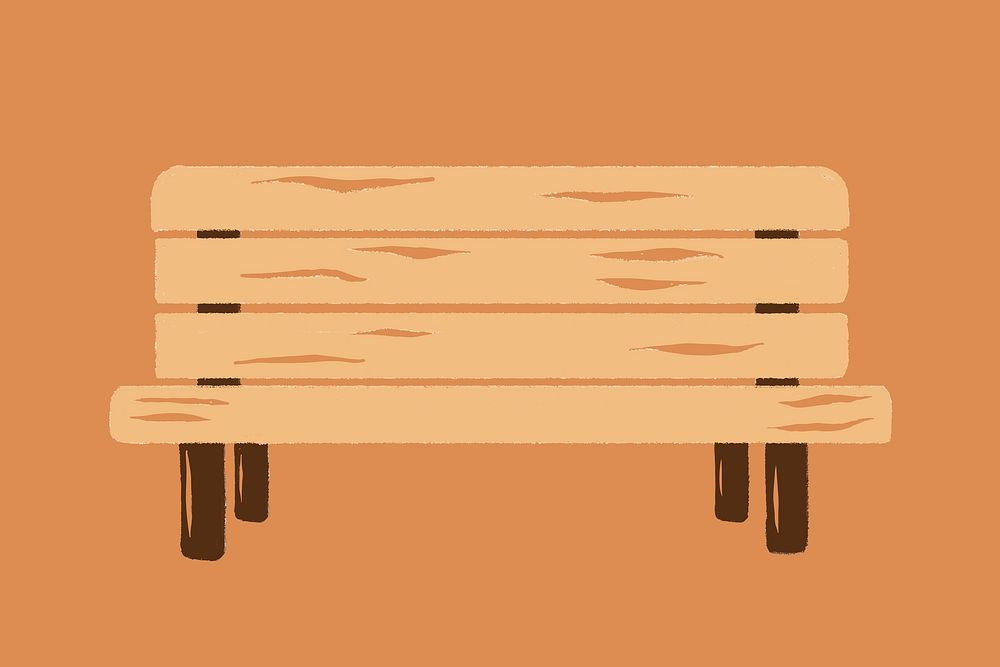 Wooden bench vector cute object sticker