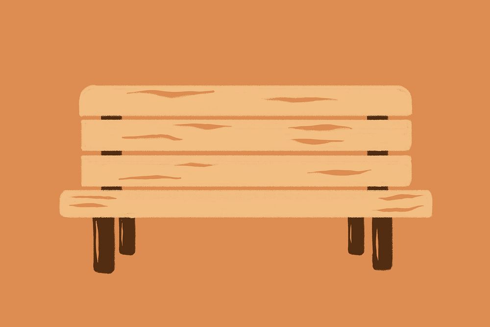 Wooden bench psd cute object sticker