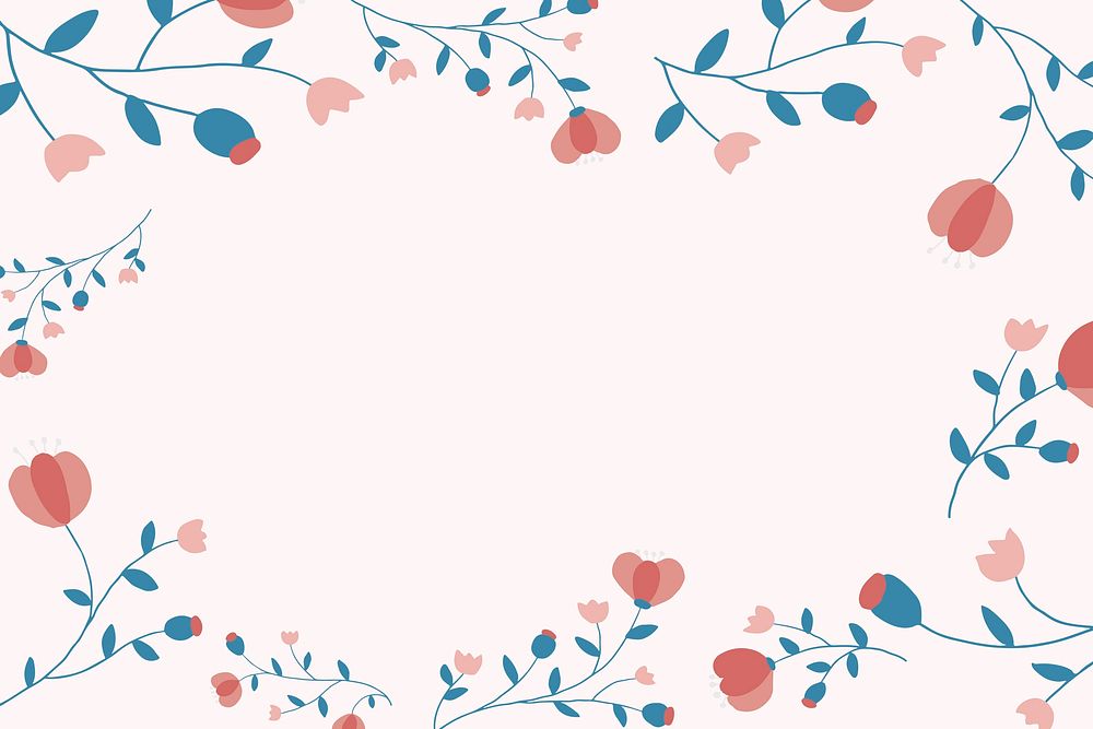 Pink floral frame background feminine style