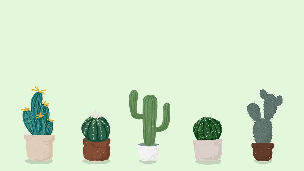 Cactus pot green background cute | Free Photo - rawpixel