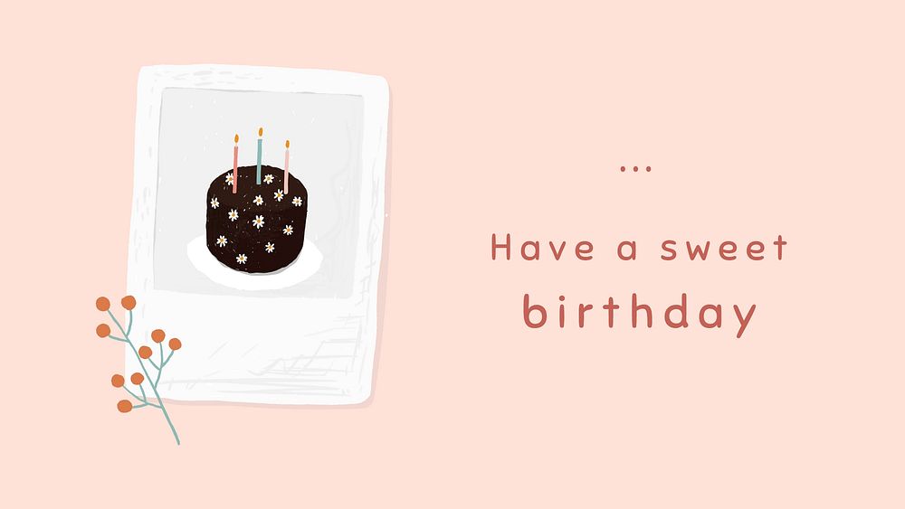 Cute birthday card template vector for blog banner have a sweet birthday