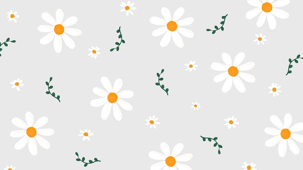 Daisy flowers patterned background cute hand drawn style