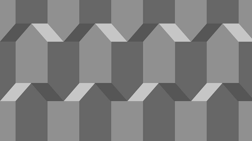 Pentagon 3D geometric pattern grey background in simple style