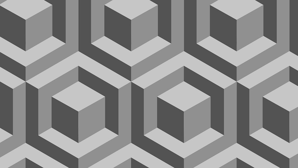 Blocks 3D geometric pattern vector grey background in modern style