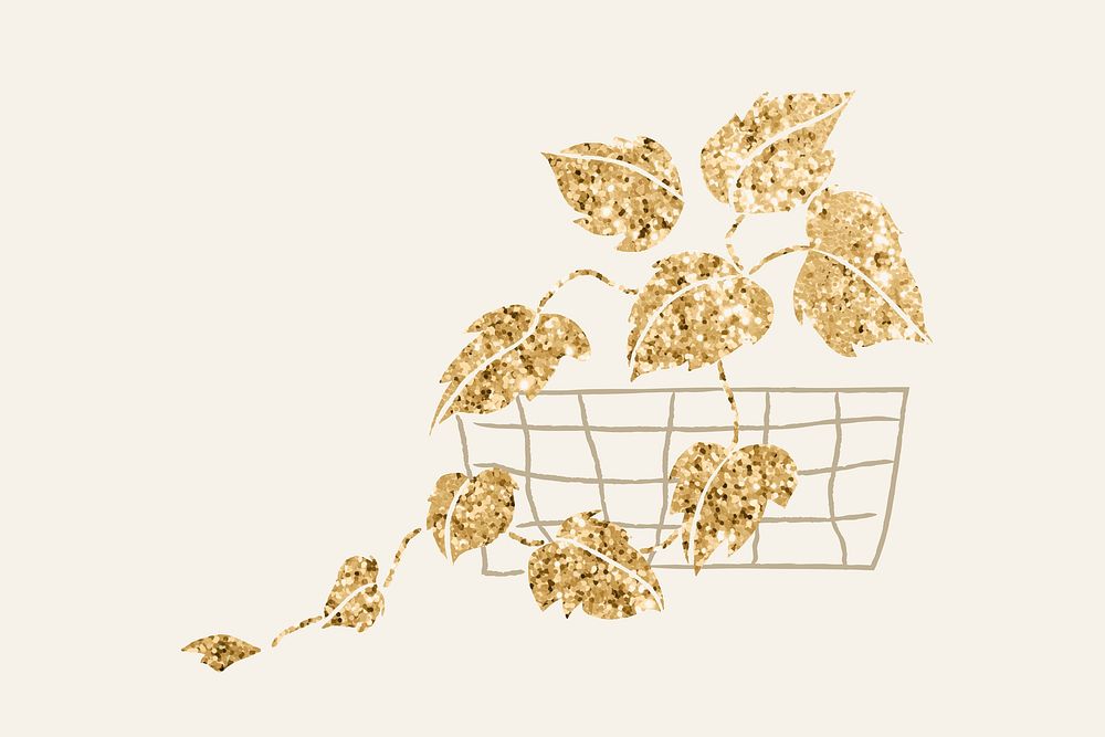 Gold English ivy houseplant element graphic